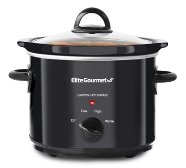 Elite Gourmet MST-350B Electric Slow Cooker, Adjustable Temp, Entrees, Sauces, Stews &amp; Dips, Dishwasher Safe Glass Lid &amp; Crock (3 Quart, Black)
