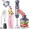 Mueller Multistick 800W 4-in-1 Immersion Blender Handheld, 12 Speed Hand Mixer - Turbo Boost, Heaviest Duty Copper Motor, Titanium Blades Hand Blender, Milk Frother Wand, Whisk, Beaker, Chopper, Grey