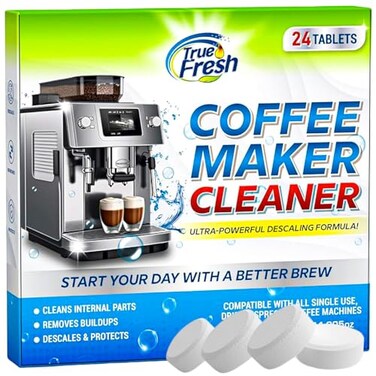 True Fresh Coffee Machine Descaler Cleaner Tablets 24-Pack - Deep Cleaning and Descaling for All Coffee Makers - Compatible with Keurig, Nespresso, Philips, Breville, Ninja, Delonghi, Espresso &amp; more