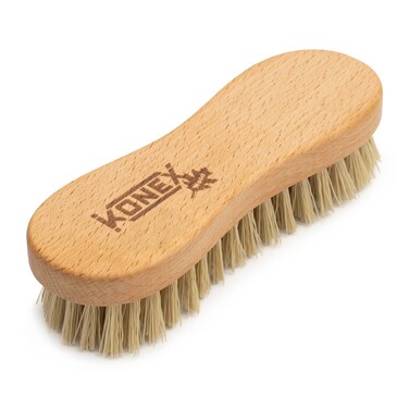 KONEX Nylon Fiber Economy Utility Cleaning Hand Brush, Heavy Duty Hand-Held Scrub Brush with Stiff Bristles, Wooden Body, Ideal Scrub Brushes for Cleaning and Scrub Brushes (Peanut Shaped)