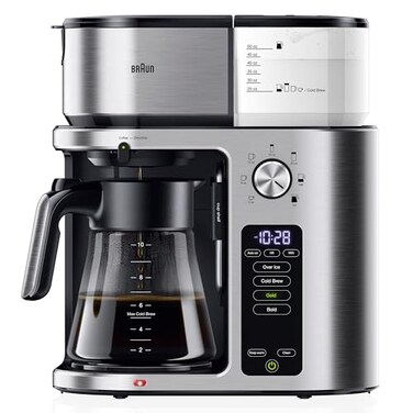 Braun MultiServe Plus 10- Cup Pod Free Drip Coffee Maker, 7 Brew Sizes/Hot &amp; Cold Brew, Stainless steel KF9270SI