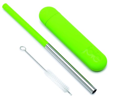 Joie Straw On The Go - Reusable Straw With Case - Combination Stainless Steel Drinking Straw with Silicone Tip   Includes Cleaning Brush