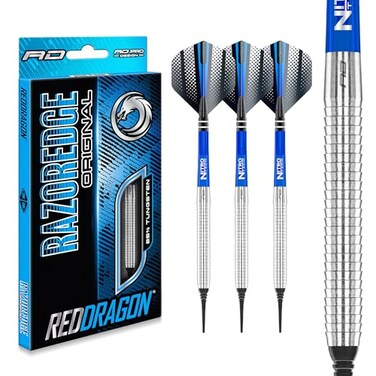 RED DRAGON Razor Edge Original 18 Gram Tungsten Softip Darts Set with Flights and Stems