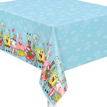 Unique Spongebob Squarepants Plastic Table Cover - 54" x 84" (1 Pc) - Rectangular Tablecloth - Perfect for Kids Birthdays &amp; Parties