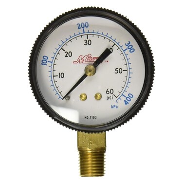 Milton Pressure Dial Gauge, Brass, 1/4" NPT (1193)