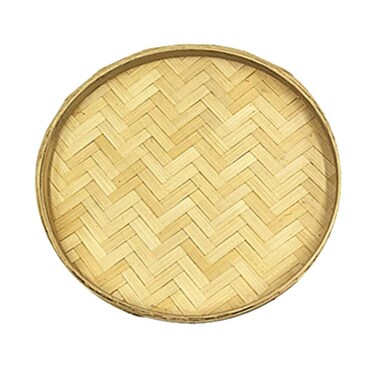 EXCEART Bread Basket Fruit Tray Rattan Wicker Serving Tray Wooden Round Tray Weaved Shallow Tray Snack Storage Bowl Home Hanging Art Works Art Painting Hanging to Weave Bamboo Wicker Vine