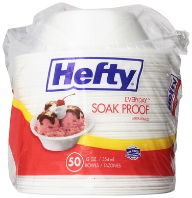 Hefty Everyday Soak-Proof Foam Bowls, 12 Ounce, 50 Count