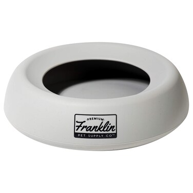Franklin Sports Spill Proof Portable Pet Bowl For Cars - No Splash Travel Water + Food Dish for Dogs + Cats - 16 oz. - BPA Free,White , Gray