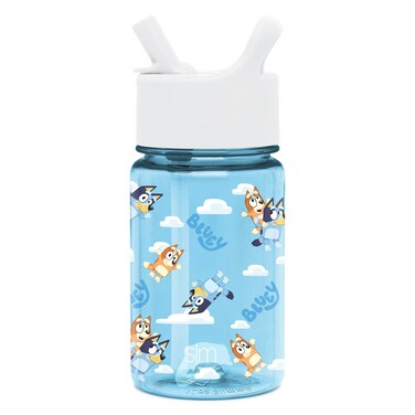 Simple Modern Bluey Kids Water Bottle Plastic BPA-Free Tritan Cup with Leak Proof Straw Lid   Reusable and Durable for Toddlers, Girls and Boys   Summit Collection   12oz, Sky