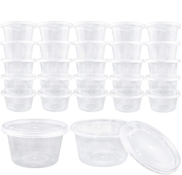 Augshy 40 Pack Small Slime Containers with Lids, Jello Shot Cups Condiment Containers Plastic Portion Cups with Lids for Salad Dressing Food Storage Containers(4 oz)
