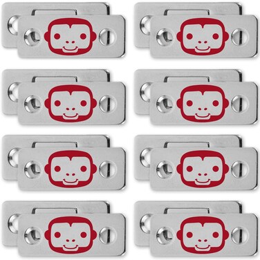RUBY Monkey Magnets AS-SEEN-ON-TV, Cabinet and Drawer Magnet Sets, Fast and Easy Installation, Just Peel &amp; Stick, Slim Design Fits Virtually Anywhere, 8 Sets