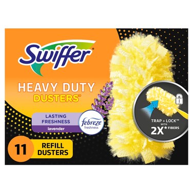 Swiffer Dusters Refill for Cleaning, Feather &amp; Microfiber Duster Disposable Alternative, for Dusting Furniture, Blinds, Ceiling Fans, Walls, Helps Remove Allergens, Heavy Duty, Lavender, 11ct