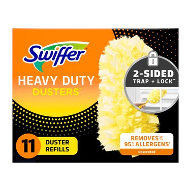 Swiffer Dusters Refill for Cleaning, Feather &amp; Microfiber Duster Disposable Alternative, For Dusting Furniture, Blinds, Ceiling Fans, Walls, Helps Remove Allergens, Heavy Duty, Unscented, 11ct