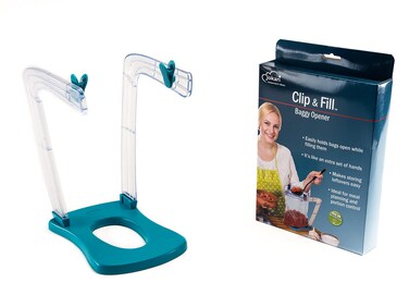 Jokari Jumbo Weight Bearing Clip and Fill Baggy Rack. Sturdy Stand Props Open Plastic Food Storage and Freezer Bags for Hands Free, No Mess Pouring of Leftovers, Meal Prep Ingredients or Snacks