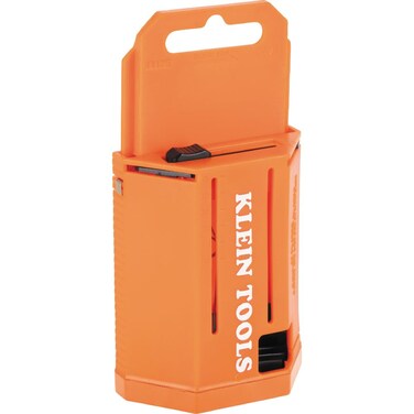 Klein Tools 44125 Utility Knife Blade Dispenser with 50 Triple Ground Replacement Blades for Long-Lasting Sharpness