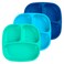 Re-Play Made in USA 7" Deep Walled Divided Plates for Kids, Set of 3 - Reusable 3 Compartment Plates, Dishwasher and Microwave Safe - 7.37" x 7.37" x 1.25", A True Blue