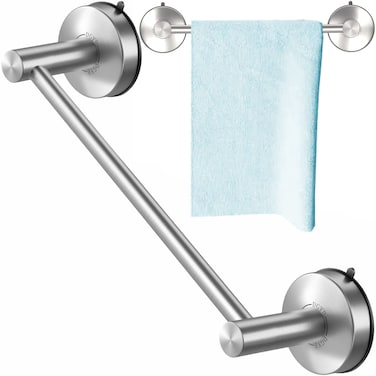 DGYB Suction Cup Towel Bar for Bathroom 17 Inch Brushed Nickel Towel Holder Stainless Steel Premium Kitchen Towel Rack Wall Mounted