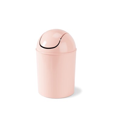 Umbra 1.25-Gallon Mini Waste Can w/Swing-Top Lid - Small Garbage Bin for Compact Spaces Under Tables &amp; Counters, Miniature Trashcan, Removable Lid for Kitchens Bathrooms Bedrooms Dorms, Pink