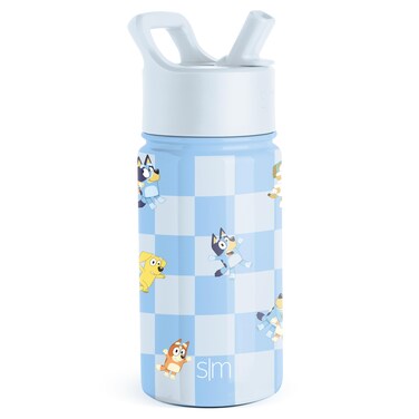 Simple Modern Bluey Kids Water Bottle with Straw Lid   Reusable Insulated Stainless Steel Cup for Toddlers, School  Summit Collection   14oz, Bluey Checkmate