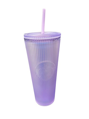 Starbucks Fall 2023 Lilac Aurora Iridescent Pleated Soft Touch Tumbler 24oz Venti