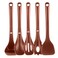 NutriChef Kitchen Cooking Utensils Set-Includes Spatula, Pasta Fork, Solid, Slotted Spoon &amp; Tool Seat, Works with Model: NCCWSTKBR (Brown), One Size