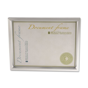 Universal UNV76853 8.75 in. x 11.25 in. Easel Back Plastic Document Frame - Metallic Silver