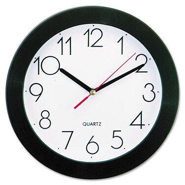 Universal 10421 Round Wall Clock, 9 3/4-Inch, Black