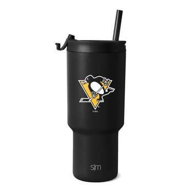 Simple Modern Officially Licensed NHL Pittsburgh Penguins 30 oz Tumbler with Flip Lid and Straws   Hockey Insulated Cup Stainless Steel   Gifts for Men Women   Trek Collection   Pittsburgh Penguins
