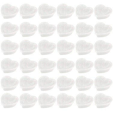 Goodma 36 Pieces 5 oz Heart Shaped Slime Storage Containers Transparent Plastic Box with Lids