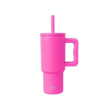 Simple Modern Kids 24 oz Tumbler with Handle and Silicone Straw Lid   Spill Proof and Leak Resistant   Reusable Stainless Steel Bottle   Gift for Kids Boys Girls   Trek Collection   Raspberry Vibes