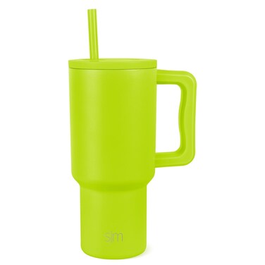 Simple Modern 30 oz Tumbler with Handle and Straw Lid   Insulated Cup Reusable Stainless Steel Water Bottle Travel Mug Cupholder Friendly   Gifts for Women Men Him Her   Trek Collection   Chartreuse