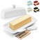 Zulay Butter Dish With Lid For Countertop - Porcelain White, Ceramic Butter Dish with Knob Handle Great for Cooking - Elegant Design Butter Holder - Durable &amp; Sturdy Butter Keeper - White