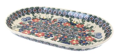 Polish Pottery Garden Butterfly Medium Oval Dish