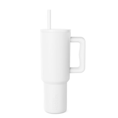 Simple Modern 40 oz Tumbler with Handle and Straw Lid   Leak-Proof Insulated Stainless Steel Water Bottle Travel Mug Cupholder Use   Gifts for Women Men Him Her   Trek Signature   Winter White