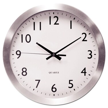 Universal UNV10425 12 in. Overall Diameter Brushed Aluminum Wall Clock - Silver Case