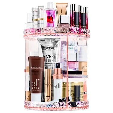Sorbus 360 Rotating Makeup Organizer - Spinning Acrylic cosmetics organizer, Adjustable Shelves for Make Up, Perfume &amp; Toiletries for Vanity, Bathroom, Bedroom, Closet [Pink]