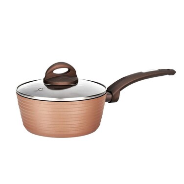 NutriChef Saucepan Pot with Lid - Non-Stick Stylish Kitchen Cookware with Coffee Inside and Brown Outside (Works with Model: NCCW12BRW)