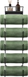 Sorbus Bathroom Towel Holder - 5 Tier Metal Towel Rack with Wood Shelf for Rolled Bath Towels, Washcloths, Linens, Hand Towels, Soaps &amp; Accessories - Wall Mounted Towel Rack for Bathroom Towel Storage