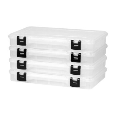 Plano ProLatch 3700 StowAway 4-Pack, Clear and Black, ProLatch Locking System, Transparent Design to Quickly Identify Contents, Fits 3700 Series Tackle Bags