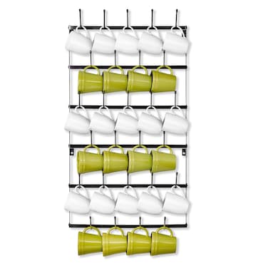 Sorbus Mug Rack for Wall - Large Rustic Coffee Mug Holder Wall Mount with 27 Hooks, Coffee Cup Display Rack, 6-Tier Metal Mug Organizer for Home, Kitchen &amp; Bar, Coffee Station, Dining Room