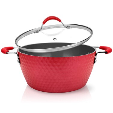 NutriChef Durable Non-Stick Dutch Oven Pot - High-Qualified Kitchen Cookware with See-Through Tempered Glass Lids, 3.6 Quarts, Works with Model: NCCW11RDD, One size, Red - NutriChef PRTNCCW11RDDDOP