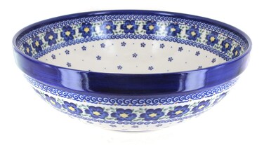 Blue Rose Polish Pottery Spring Blossom Large Serving Bowl