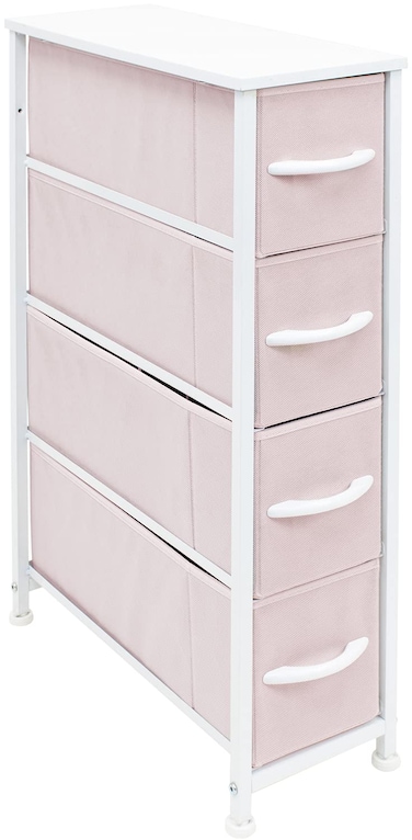 Sorbus Kids Narrow Dresser with 4 Drawers - Vertical Slim Storage Chest of Drawers with Steel Frame, Wood Top &amp; Easy Pull Fabric Bins for Small Spaces, Closets, Bedroom, Bathroom &amp; Laundry