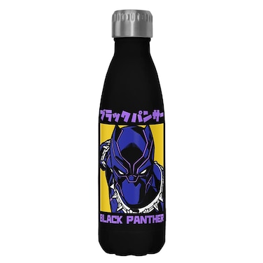 Marvel Classic Black Panther Kanji 17 oz Stainless Steel Water Bottle, 17 Ounce, Multicolored