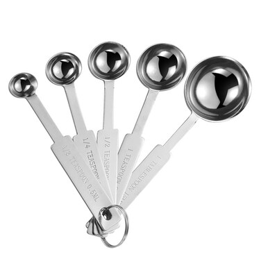 5PCS OstWony Measuring Spoons Set, Includes 1/8 tsp, 1/4 tsp, 1/2 tsp, 1 tsp, 1 tbsp, Food Grade Stainless Steel measuring cups, Tablespoon and Teaspoon for Measure Liquid and Dry Ingredients