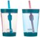 Contigo Kids Spill-Proof 14oz Tumbler with Straw and BPA-Free Plastic, Fits Most Cup Holders and Dishwasher Safe, 2-Pack Strawberry Cream &amp; Blue Raspberry