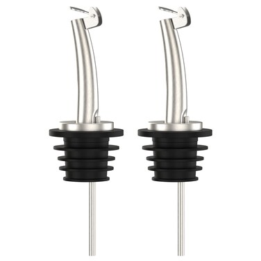2 Pcs Oil Spout Liquor Bottle Pourer Spouts Stainless Steel Speed Pour Spouts Olive Oil Dispenser Spout for About 3/4" Bottle Mouth, with Flip Top