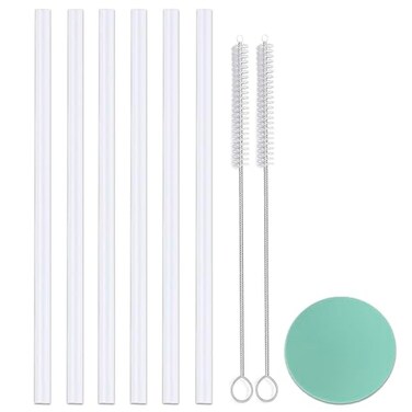 Greant 6 Pack Replacement Straws for Hydro Flask Straw Lid Wide Mouth Bottle with Straw Brush, 8 mm Plastic Straw for Hydroflask 32 oz (compatible with Hydroflask Wide Mouth)