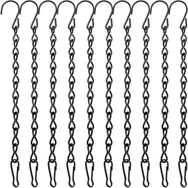 YINGFENG 10 Pack 9.5 Inch Black Hanging Chains, Garden Plant Hangers for Hanging Bird Feeders, Billboards, Chalkboards, Basket, Planters, Lanterns, Wind Chimes and Decorative Ornaments Etc