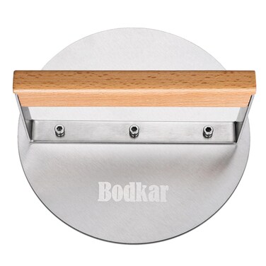 bodkar Smash Burger Press Stainless Steel 6 Inch Round Hamburger Press with Wood Handle, Grill Press Meat Flattener Tool for Flat Top Griddle Grill Cooking